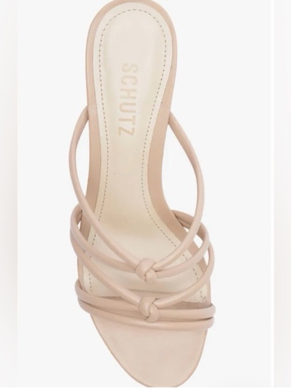 Schutz Nude Strappy Knot Heels Minimalist Vacation Sandals - Picture 4 of 4